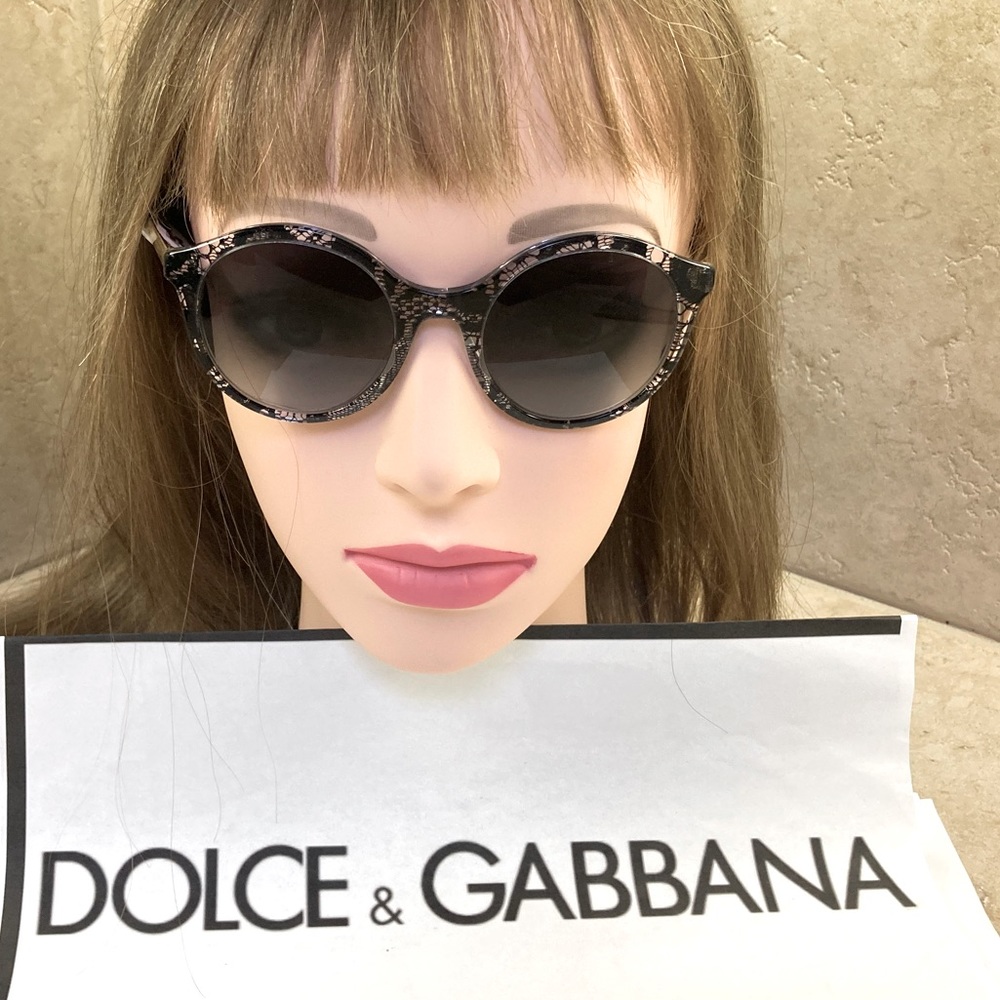 New Dolce&Gabbana DG4358 3287/8G. Black/Crystal Round Sunglasses